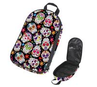 Eslifey Camping Travel Cooking Utensils Organizer Travel Bag, Day of The Dead Sugar Skull Portable Storage Bag for BBQ Camp Cookware Kitchen Kit