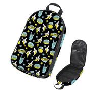 Eslifey Camping Travel Cooking Utensils Organizer Travel Bag, Doodle Funny Donuts Banana Rock Stars Pattern Portable Storage Bag for BBQ Camp Cookware Kitchen Kit