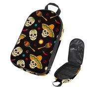Eslifey Camping Travel Cooking Utensils Organizer Travel Bag, Mexico Sugar Skull Design Portable Storage Bag for BBQ Camp Cookware Kitchen Kit