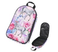 Eslifey Camping Travel Cooking Utensils Organizer Travel Bag, Modern Unicorn Fairies Magic Rose Floral Portable Storage Bag for BBQ Camp Cookware Kitchen Kit