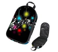 Eslifey Camping Travel Cooking Utensils Organizer Travel Bag, Music Notes and Fireworks Portable Storage Bag for BBQ Camp Cookware Kitchen Kit