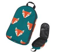 Eslifey Camping Travel Cooking Utensils Organizer Travel Bag, Orange Fox Heads Pattern Turquoise Portable Storage Bag for BBQ Camp Cookware Kitchen Kit