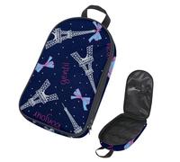 Eslifey Camping Travel Cooking Utensils Organizer Travel Bag, Paris Eiffel Tower Bow Tie Navy Background Portable Storage Bag for BBQ Camp Cookware Kitchen Kit