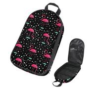 Eslifey Camping Travel Cooking Utensils Organizer Travel Bag, Pink Flamingo Triangle Pattern Portable Storage Bag for BBQ Camp Cookware Kitchen Kit