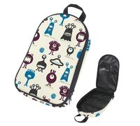 Eslifey Camping Travel Cooking Utensils Organizer Travel Bag, Retro Funny Cartoon Monster Alien Pattern Portable Storage Bag for BBQ Camp Cookware Kitchen Kit