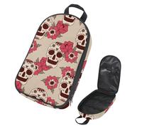 Eslifey Camping Travel Cooking Utensils Organizer Travel Bag, Rose Sugar Skull Pattern Portable Storage Bag for BBQ Camp Cookware Kitchen Kit