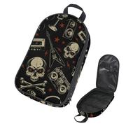 Eslifey Camping Travel Cooking Utensils Organizer Travel Bag, Skulls Rock Pattern Retro Portable Storage Bag for BBQ Camp Cookware Kitchen Kit