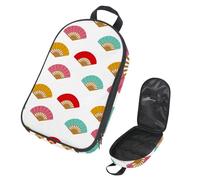 Eslifey Camping Travel Cooking Utensils Organizer Travel Bag, Spanish Fan Pattern Blue Red Pink Yellow Portable Storage Bag for BBQ Camp Cookware Kitchen Kit