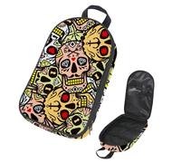 Eslifey Camping Travel Cooking Utensils Organizer Travel Bag, Sugar Skull Anchor Pattern Portable Storage Bag for BBQ Camp Cookware Kitchen Kit