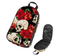 Eslifey Camping Travel Cooking Utensils Organizer Travel Bag, Sugar Skull Rose Pattern Portable Storage Bag for BBQ Camp Cookware Kitchen Kit