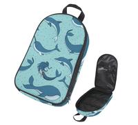 Eslifey Camping Travel Cooking Utensils Organizer Travel Bag, Whales Mermaids Narwhals and Dolphins Portable Storage Bag for BBQ Camp Cookware Kitchen Kit