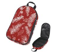 Eslifey Camping Travel Cooking Utensils Organizer Travel Bag, White Twig Snowflake Red Background Portable Storage Bag for BBQ Camp Cookware Kitchen Kit