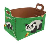 Eslifey Collapsible Storage Bin Small 8.5"x5.5"x5.1" - Foldable Basket with Handles for Shelves, Nursery, Closet, Storage, Laundry Room Organization - Green Panda
