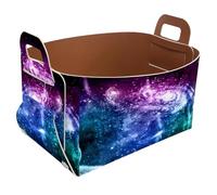 Eslifey Collapsible Storage Bin Small 8.5"x5.5"x5.1" - Foldable Basket with Handles for Shelves, Nursery, Closet, Storage, Laundry Room Organization - Galaxy Space
