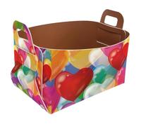 Eslifey Collapsible Storage Bin Small 8.5"x5.5"x5.1" - Foldable Basket with Handles for Shelves, Nursery, Closet, Storage, Laundry Room Organization - Colorful Love Heart Balloon