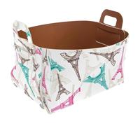 Eslifey Collapsible Storage Bin Small 8.5"x5.5"x5.1" - Foldable Basket with Handles for Shelves, Nursery, Closet, Storage, Laundry Room Organization - Eiffel Tower Paris