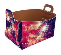 Eslifey Collapsible Storage Bin Small 8.5"x5.5"x5.1" - Foldable Basket with Handles for Shelves, Nursery, Closet, Storage, Laundry Room Organization - Galaxy Nebula Star Dust