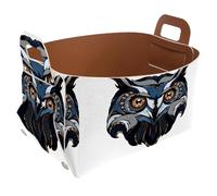 Eslifey Collapsible Storage Bin Small 8.5"x5.5"x5.1" - Foldable Basket with Handles for Shelves, Nursery, Closet, Storage, Laundry Room Organization - Blue Owl Head