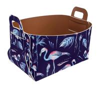 Eslifey Collapsible Storage Bin Small 8.5"x5.5"x5.1" - Foldable Basket with Handles for Shelves, Nursery, Closet, Storage, Laundry Room Organization - Exotic Palm Tree Flowers Flamingo Birds Pattern