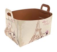 Eslifey Collapsible Storage Bin Small 8.5"x5.5"x5.1" - Foldable Basket with Handles for Shelves, Nursery, Closet, Storage, Laundry Room Organization - Eiffel Tower Retro