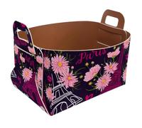 Eslifey Collapsible Storage Bin Small 8.5"x5.5"x5.1" - Foldable Basket with Handles for Shelves, Nursery, Closet, Storage, Laundry Room Organization - Paris Eiffel Tower
