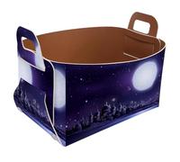 Eslifey Collapsible Storage Bin Small 8.5"x5.5"x5.1" - Foldable Basket with Handles for Shelves, Nursery, Closet, Storage, Laundry Room Organization - Ancient City under Full Moon