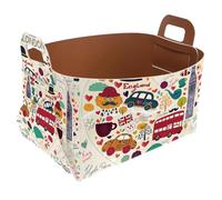Eslifey Collapsible Storage Bin Small 8.5"x5.5"x5.1" - Foldable Basket with Handles for Shelves, Nursery, Closet, Storage, Laundry Room Organization - London Romantic Elements