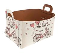 Eslifey Collapsible Storage Bin Small 8.5"x5.5"x5.1" - Foldable Basket with Handles for Shelves, Nursery, Closet, Storage, Laundry Room Organization - Vintage Let's Go for a Ride Bicycle