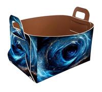 Eslifey Collapsible Storage Bin Small 8.5"x5.5"x5.1" - Foldable Basket with Handles for Shelves, Nursery, Closet, Storage, Laundry Room Organization - Space Galaxy Blue Swirl