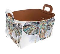 Eslifey Collapsible Storage Bin Small 8.5"x5.5"x5.1" - Foldable Basket with Handles for Shelves, Nursery, Closet, Storage, Laundry Room Organization - Ethnic Elephant Head