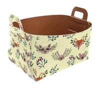 Eslifey Collapsible Storage Bin Small 8.5"x5.5"x5.1" - Foldable Basket with Handles for Shelves, Nursery, Closet, Storage, Laundry Room Organization - Cute Animals Head Tree