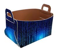 Eslifey Collapsible Storage Bin Small 8.5"x5.5"x5.1" - Foldable Basket with Handles for Shelves, Nursery, Closet, Storage, Laundry Room Organization - Scientific Numbers Blue