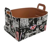 Eslifey Collapsible Storage Bin Small 8.5"x5.5"x5.1" - Foldable Basket with Handles for Shelves, Nursery, Closet, Storage, Laundry Room Organization - British England Elements
