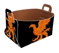 Eslifey Collapsible Storage Bin Small 8.5"x5.5"x5.1" - Foldable Basket with Handles for Shelves, Nursery, Closet, Storage, Laundry Room Organization - Hand Drawn Beautiful Phoenix Bird