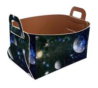 Eslifey Collapsible Storage Bin Small 8.5"x5.5"x5.1" - Foldable Basket with Handles for Shelves, Nursery, Closet, Storage, Laundry Room Organization - Universe Planets Galaxy