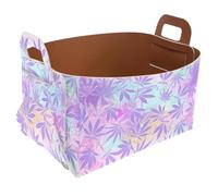 Eslifey Collapsible Storage Bin Small 8.5"x5.5"x5.1" - Foldable Basket with Handles for Shelves, Nursery, Closet, Storage, Laundry Room Organization - Colors Chemical Cannabis Leaves