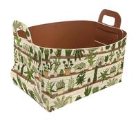Eslifey Collapsible Storage Bin Small 8.5"x5.5"x5.1" - Foldable Basket with Handles for Shelves, Nursery, Closet, Storage, Laundry Room Organization - Plant Cactus Cate Cartoon
