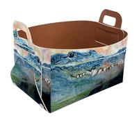 Eslifey Collapsible Storage Bin Small 8.5"x5.5"x5.1" - Foldable Basket with Handles for Shelves, Nursery, Closet, Storage, Laundry Room Organization - Alligator Head