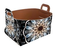 Eslifey Collapsible Storage Bin Small 8.5"x5.5"x5.1" - Foldable Basket with Handles for Shelves, Nursery, Closet, Storage, Laundry Room Organization - Dark Glittering Fractal Mandala