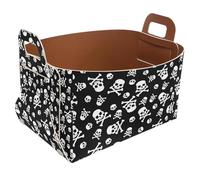 Eslifey Collapsible Storage Bin Small 8.5"x5.5"x5.1" - Foldable Basket with Handles for Shelves, Nursery, Closet, Storage, Laundry Room Organization - Horror Skull Pattern