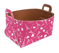 Eslifey Collapsible Storage Bin Small 8.5"x5.5"x5.1" - Foldable Basket with Handles for Shelves, Nursery, Closet, Storage, Laundry Room Organization - Paris Eiffel Tower