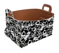 Eslifey Collapsible Storage Bin Small 8.5"x5.5"x5.1" - Foldable Basket with Handles for Shelves, Nursery, Closet, Storage, Laundry Room Organization - Horror Skull Pattern