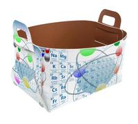 Eslifey Collapsible Storage Bin Small 8.5"x5.5"x5.1" - Foldable Basket with Handles for Shelves, Nursery, Closet, Storage, Laundry Room Organization - Atomic Elements Periodic