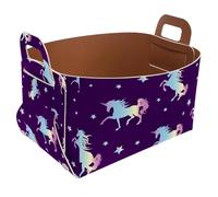 Eslifey Collapsible Storage Bin Small 8.5"x5.5"x5.1" - Foldable Basket with Handles for Shelves, Nursery, Closet, Storage, Laundry Room Organization - Magic Unicorn Silhouette Star Pattern