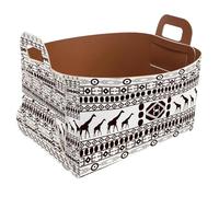 Eslifey Collapsible Storage Bin Small 8.5"x5.5"x5.1" - Foldable Basket with Handles for Shelves, Nursery, Closet, Storage, Laundry Room Organization - African Graphic Design