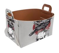 Eslifey Collapsible Storage Bin Small 8.5"x5.5"x5.1" - Foldable Basket with Handles for Shelves, Nursery, Closet, Storage, Laundry Room Organization - Crow Skull Head