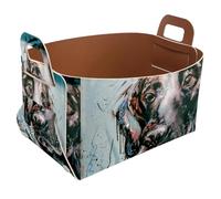 Eslifey Collapsible Storage Bin Small 8.5"x5.5"x5.1" - Foldable Basket with Handles for Shelves, Nursery, Closet, Storage, Laundry Room Organization - Labrador Retriever Head