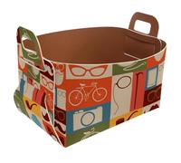 Eslifey Collapsible Storage Bin Small 8.5"x5.5"x5.1" - Foldable Basket with Handles for Shelves, Nursery, Closet, Storage, Laundry Room Organization - Bristish Elements Moustache