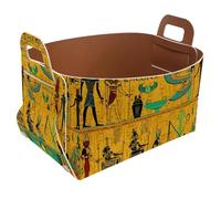 Eslifey Collapsible Storage Bin Small 8.5"x5.5"x5.1" - Foldable Basket with Handles for Shelves, Nursery, Closet, Storage, Laundry Room Organization - Egyptian Gods Pharaoh Pattern