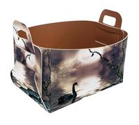 Eslifey Collapsible Storage Bin Small 8.5"x5.5"x5.1" - Foldable Basket with Handles for Shelves, Nursery, Closet, Storage, Laundry Room Organization - Black Swan